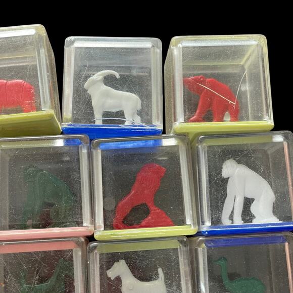 Vintage Kusan Koo Zoo Clear Plastic Blocks Animals Rattle Inside 1950s Toy READ - Picture 7 of 16